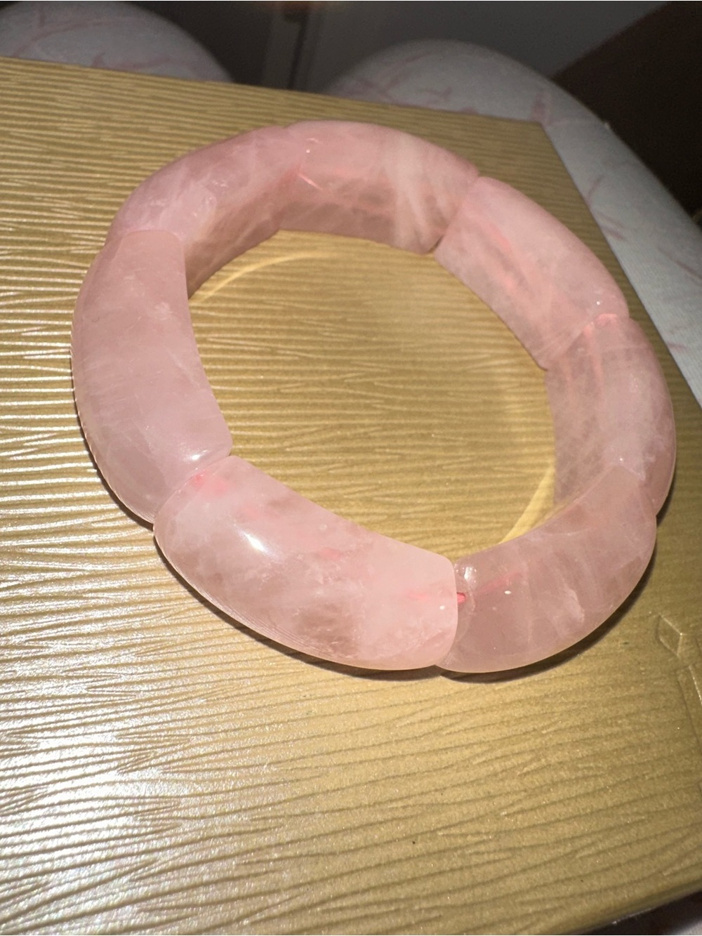 Vintage Genuine Natural Rose Quartz Chunky Statement Bracelet